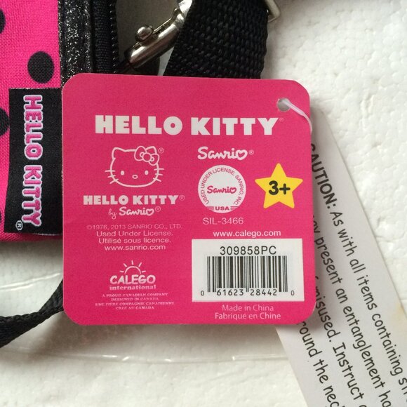 Hello Kitty Womens Crossbody Bag Black Pink Dots 2013 Sanrio NWT - Picture 6 of 8